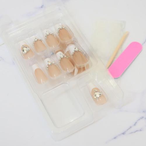 コスメ雑貨 ネイルチップロングスクエアタイプ WHITE FRENCH カミオジャパン ネイルアート 付け爪