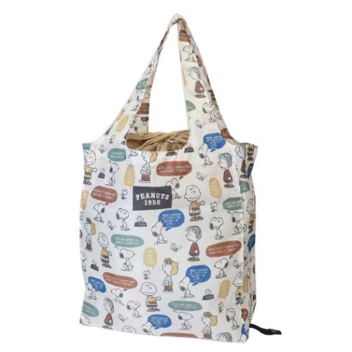 スヌーピー グッズ ショッピングバッグ ピーナッツ キャラクター ワイド底板付きエコバッグ