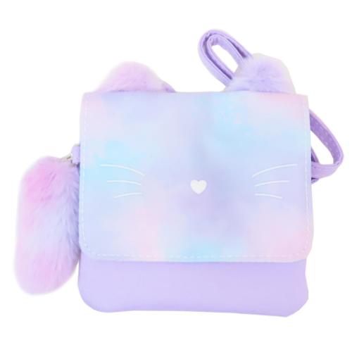 クリップポケット ショルダーひもつきどこでもポッケ しっぽ付き レインボーねこ カミオジャパン