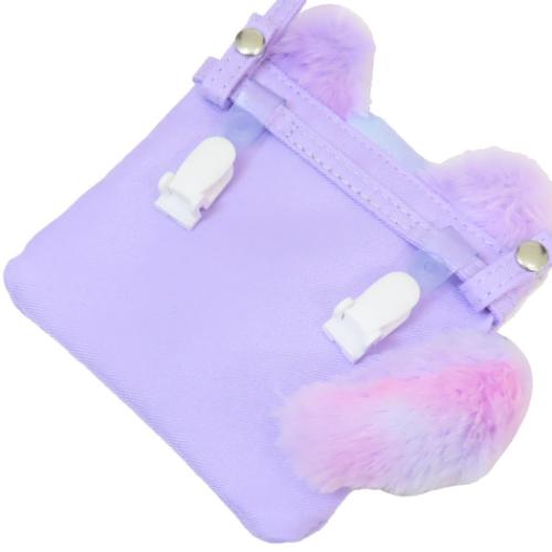 クリップポケット ショルダーひもつきどこでもポッケ しっぽ付き レインボーねこ カミオジャパン