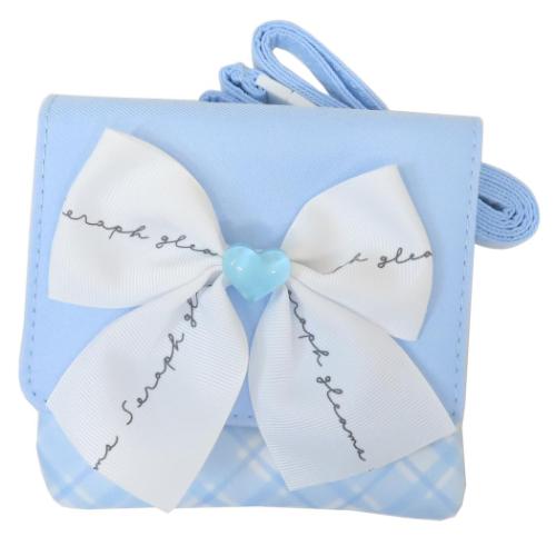 クリップポケット ショルダーひもつきどこでもポッケ リボン付き ハートリボン カミオジャパン クリップポーチ 移動ポケット キッズポシェット