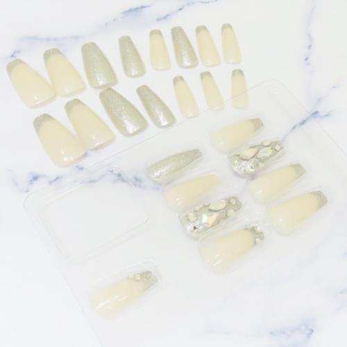 コスメ雑貨 ネイルチップ ロングスクエアタイプ SILVER FRENCH カミオジャパン ネイルアート 付け爪