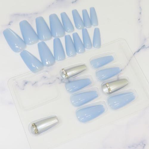 コスメ雑貨 ネイルチップ ロングスクエアタイプ RIBBON BLUE カミオジャパン ネイルアート 付け爪