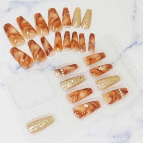 コスメ雑貨 ネイルチップ ロングスクエアタイプ MARBLExGOLD カミオジャパン