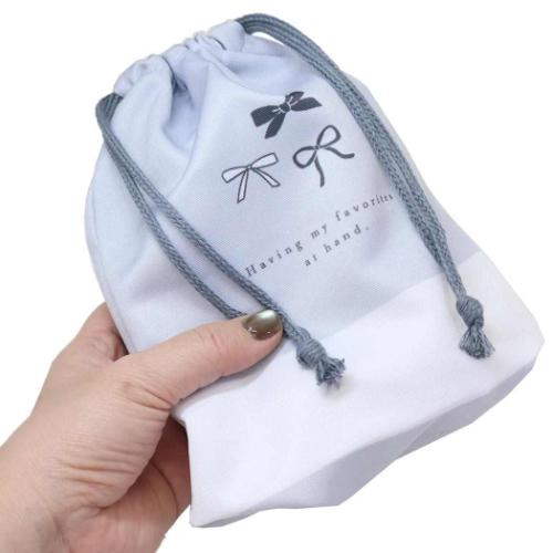 巾着袋 マチ付き巾着 きんちゃくポーチ blanoir リボン カミオジャパン 新学期準備 かわいい