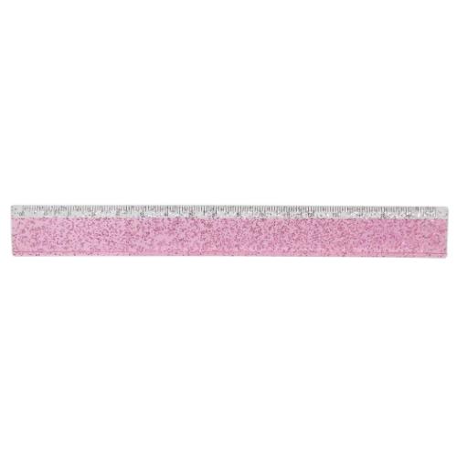 ものさし グリッタースリム17cm定規 Love glow ピンク カミオジャパン
