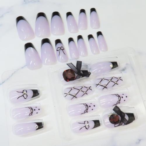 コスメ雑貨 プレミアムネイルチップ ロングスクエア lilac chain カミオジャパン ネイルアート 付け爪