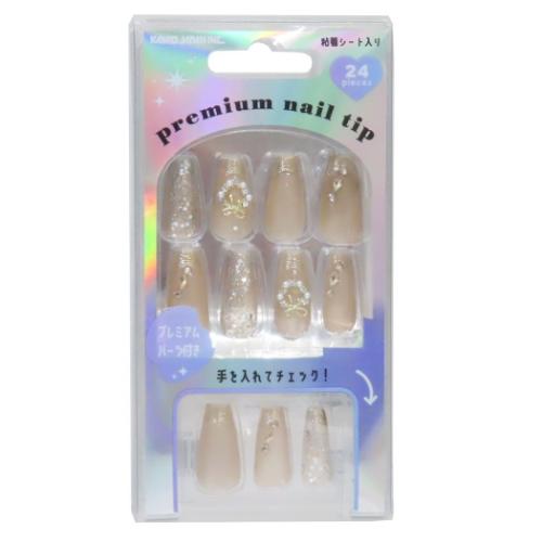 コスメ雑貨 プレミアムネイルチップ ロングスクエア golden glow