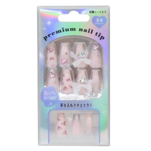 コスメ雑貨 プレミアムネイルチップ ロングスクエア sweet heart カミオジャパン ネイルアート 付け爪