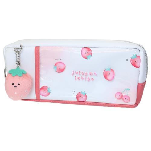 文庫屋大関　限定品　マルチケース　メガネ　ペンケース　いちご　予約会　日本製　革 ペンケース ジューシーないちご ツインファスナーペンケース いちご