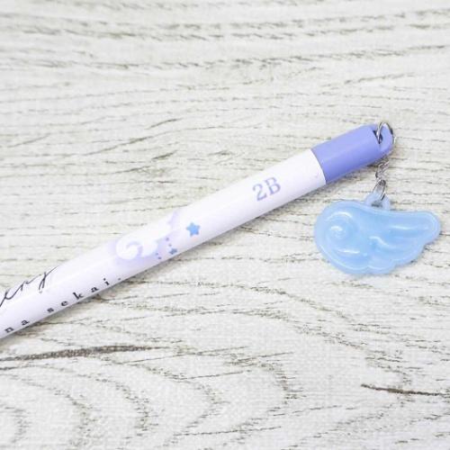 えんぴつ milky blue チャーム付き鉛筆 2B チェック ヨコ カミオ