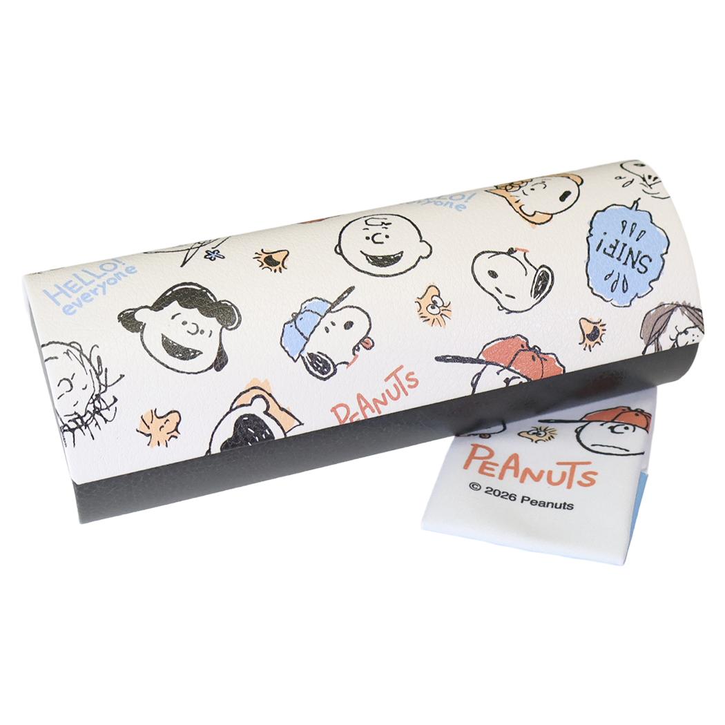 新品PEANUTSメガネケース＆メガネ拭き&度付きメガネ　3点セット スヌーピー 眼鏡ケース クロス付メガネケース POP GANG！ ピーナッツ