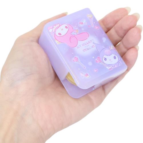 デコバージュ　テープカッター 台　リメイク　メロディー クロミ 収納型テープカッター マイメロディ＆クロミ BOOK型セロハン