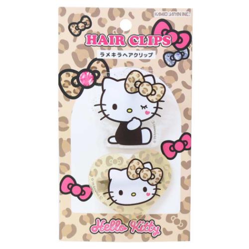 ラメキラヘアクリップ ヘアアクセ ハローキティ ギャルアート ブラウン