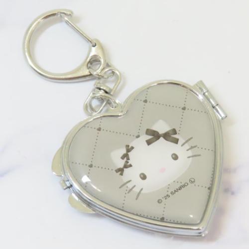 ハローキティ キーリング ハート型ミラーキーホルダー モノトーン