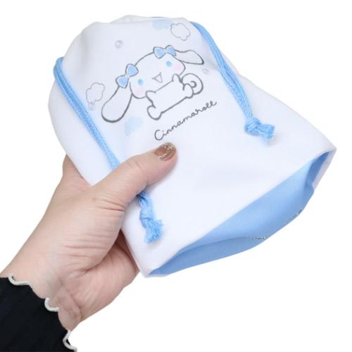 シナモロール マチ付き巾着 きんちゃくポーチ 巾着袋 モノクロリボン サンリオ キャラクター