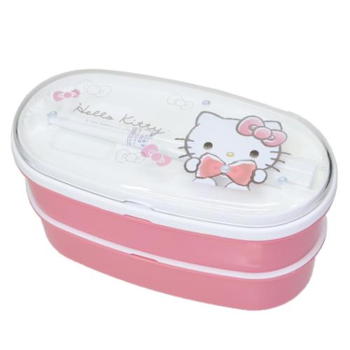 ハローキティ キャラクター お弁当箱 抗菌 楕円レンジ2段ランチ