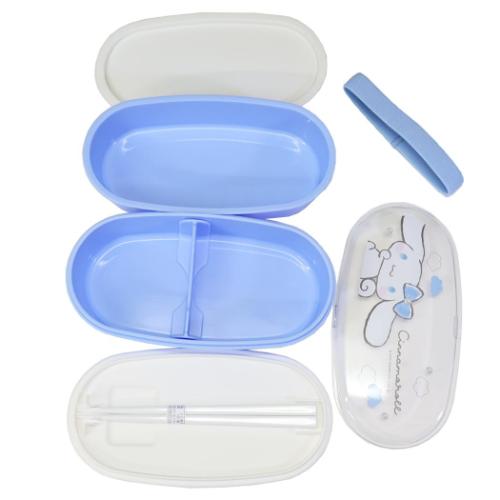 シナモロール キャラクター お弁当箱 抗菌 楕円レンジ2段ランチ