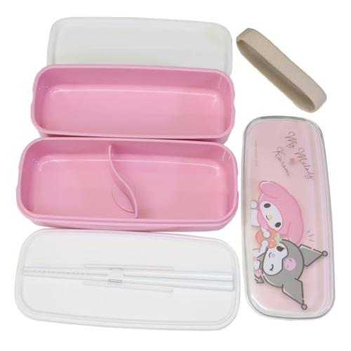 お弁当箱 抗菌 スリム2段ランチボックス いちご マイメロディ＆クロミ