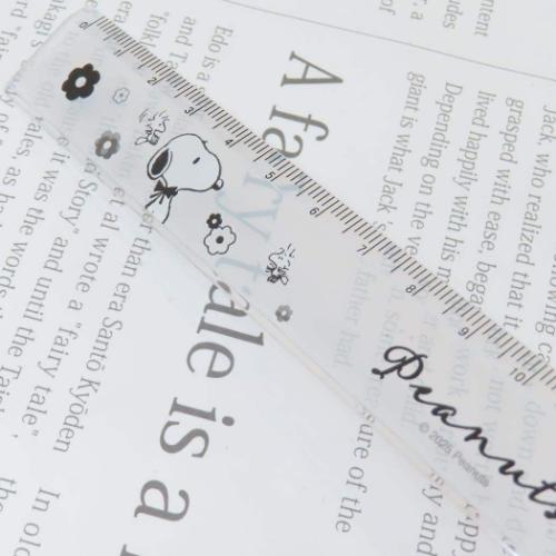 スリム17cm定規 ものさし スヌーピー monochrome flower ピーナッツ カミオジャパン