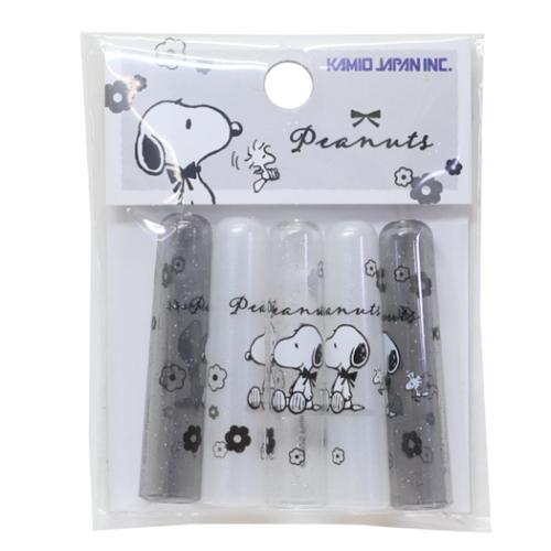スヌーピー えんぴつカバー5本入り ピーナッツ 鉛筆キャップ キャラクター monochrome flower カミオジャパン