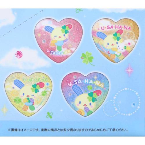 カンバッジ ウサハナ トレーディングハートグリッター缶バッジ 全8種の