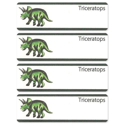 名前ラベル シール＆アイロン両用ネームラベル 4枚セット トリケラトプス 新入学 恐竜 ダイナソーワールド お気に入りシリーズ