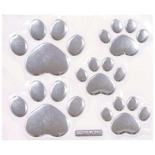 肉球エンブレムステッカー ビッグステッカー シルバー ねこ 三金商事 MEIHO カー用品 かわいい