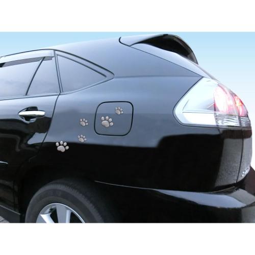 肉球エンブレムステッカー ビッグステッカー シルバー ねこ 三金商事 MEIHO カー用品 かわいい