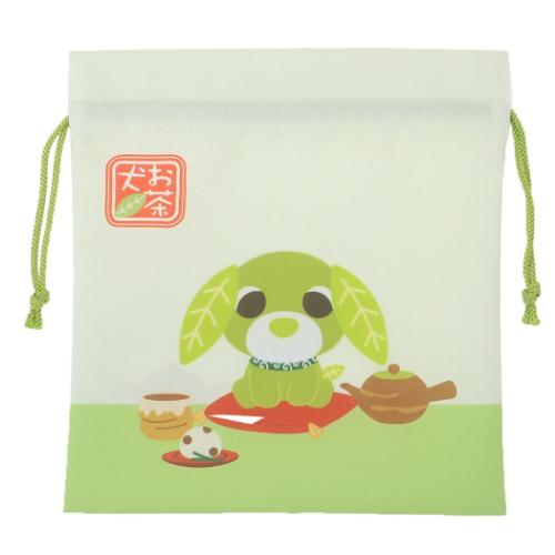 お茶犬 巾着袋 巾着M ベーシックシリーズ リョク マリモクラフト きんちゃくポーチ 小物入れ
