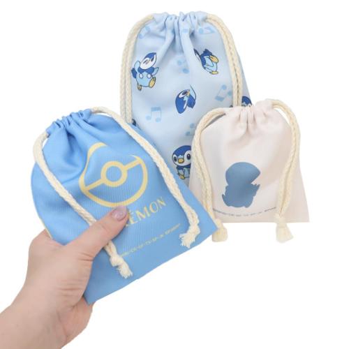 ポケットモンスター 3P巾着 きんちゃくポーチ3枚セット 巾着袋 ポッチャマ ポケモン キャラクター