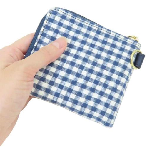 スヌーピー ミニウォレット ピーナッツ ミニ財布 キャラクター オラフ ネイビーチェックシリーズ マリモクラフト