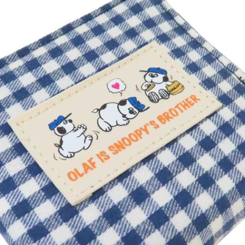 スヌーピー ミニウォレット ピーナッツ ミニ財布 キャラクター オラフ ネイビーチェックシリーズ マリモクラフト