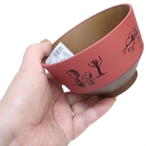 茶碗 塗分け汁椀 スヌーピー 朱色 波佐見焼 マリモクラフト ピーナッツ 割れにくい食器