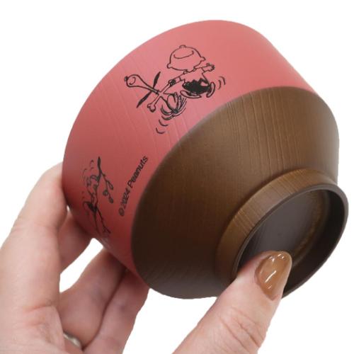 茶碗 塗分け汁椀 スヌーピー 朱色 波佐見焼 マリモクラフト ピーナッツ 割れにくい食器