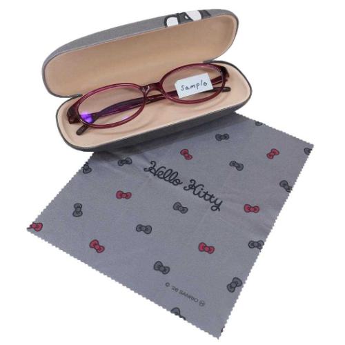 眼鏡ケース クロス付きメガネケース ハローキティ モノクロ BK