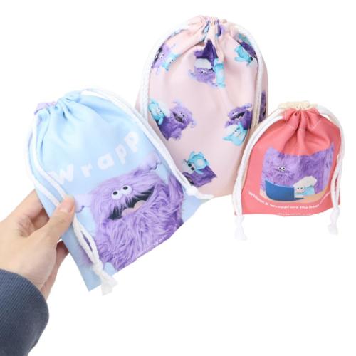 巾着袋 ホイッピ＆ラッピ 3P巾着 きんちゃくポーチ3枚セット 小物入れ