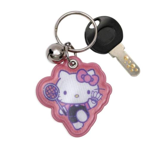 ハローキティ キーリング 自転車キーホルダー 部活シリーズ バドミントン部 サンリオ エムプラン 自転車用 紛失予防