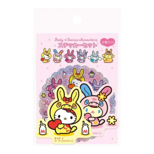 ハローキティ ステッカーセット 3枚入り RODYxサンリオキャラクターズ