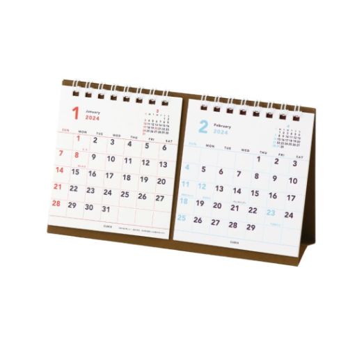 2024Calendar ベーシック プチ卓上2ヶ月カレンダー 卓上カレンダー2024年 ホワイト スケジュール エムプラン