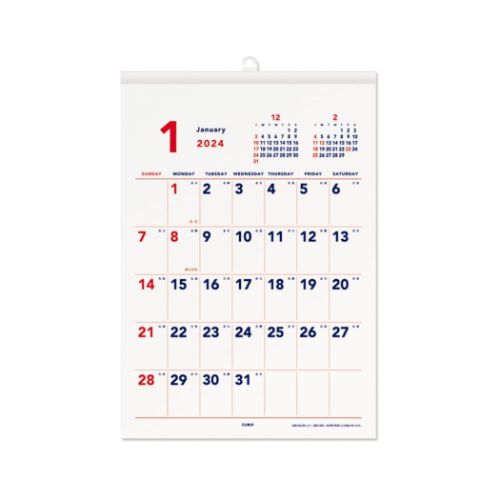 2024Calendar ベーシック A4タテカレンダー 壁掛けカレンダー2024年 ホワイト スケジュール エムプラン