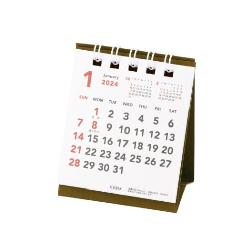 2024Calendar ベーシック プチプチ卓上カレンダー 卓上カレンダー2024年 ホワイト