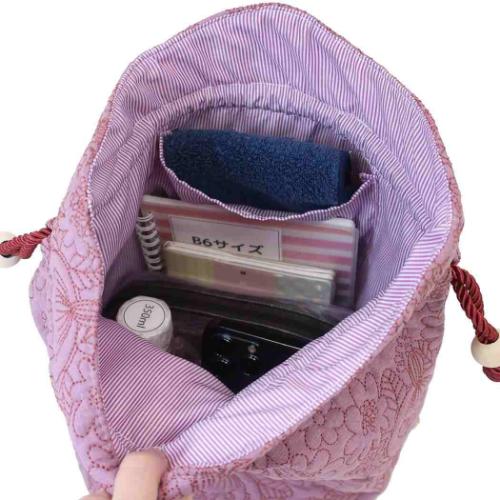 巾着袋 巾着バッグ ムーミン キルティングパープル 丸眞 北欧