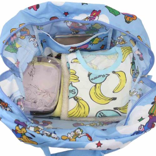 JAL×Disney キャラクター 折りたたみボストンバッグ エコボストンバッグ トラベルブルーエコボストン