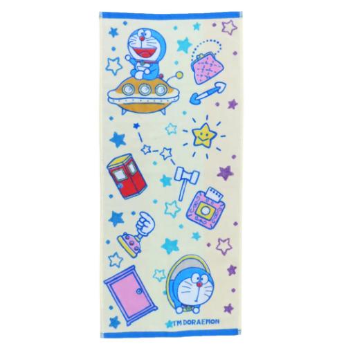 アイムドラえもん アニメキャラクター フェイスタオル シャーリングジャガードロングタオル オーガニックコットン 星とひみつ道具 サンリオ グッズ