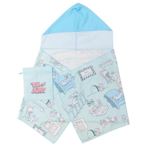 クールタオル 冷感フード付きタオル ワーナーブラザース トムとジェリー クールホーム 丸眞 巾着付き アウトドア 熱中症対策