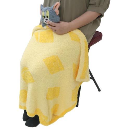ひざ掛け毛布 マスコット付きブランケット ワーナーブラザース トムとジェリー ロールアップグレー 丸眞