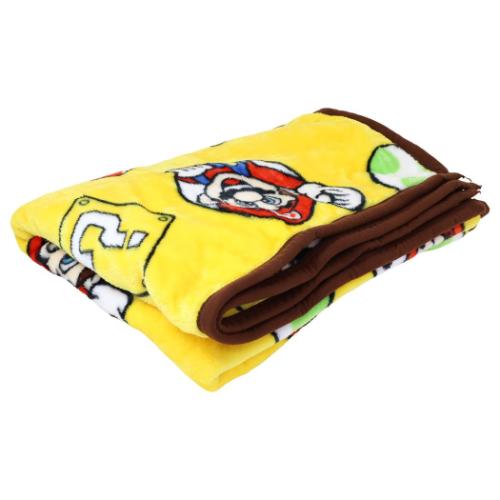 ハーフ毛布 ビッグ マイヤー ブランケット スーパーマリオ ホッピングイエロー 丸眞 ウォーマー雑貨