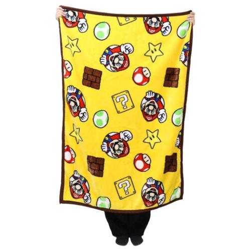 ハーフ毛布 ビッグ マイヤー ブランケット スーパーマリオ ホッピングイエロー 丸眞 ウォーマー雑貨