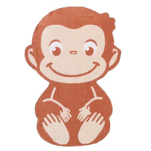 おさるのジョージ グッズ キッズタオルケット 絵本キャラクター ダイカットビッグタオル お昼寝ケット ジャガード おひるねジョージ